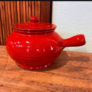 Made in Italy Vibrant Red Italian Bean Pot terra cotta with Lid